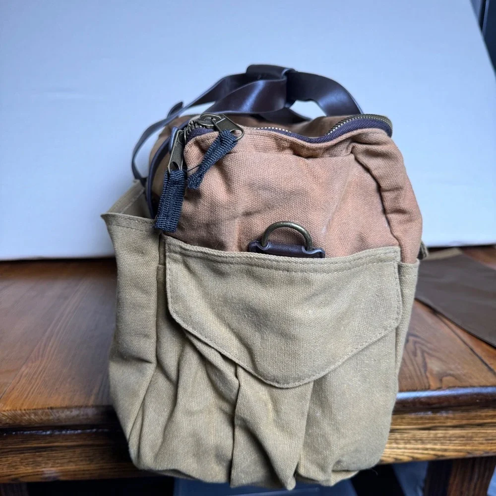 NWT NRA Vintage Wax Canvas Duffle Range Bag Tan Brown (No Carry Strap) 16x9x7